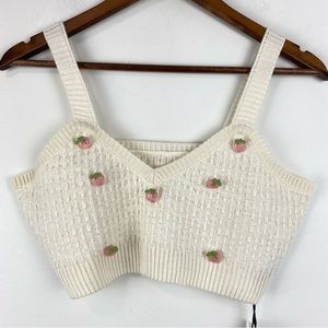 Cider size Large Women’s White Peach Knit Cropped Tank Top